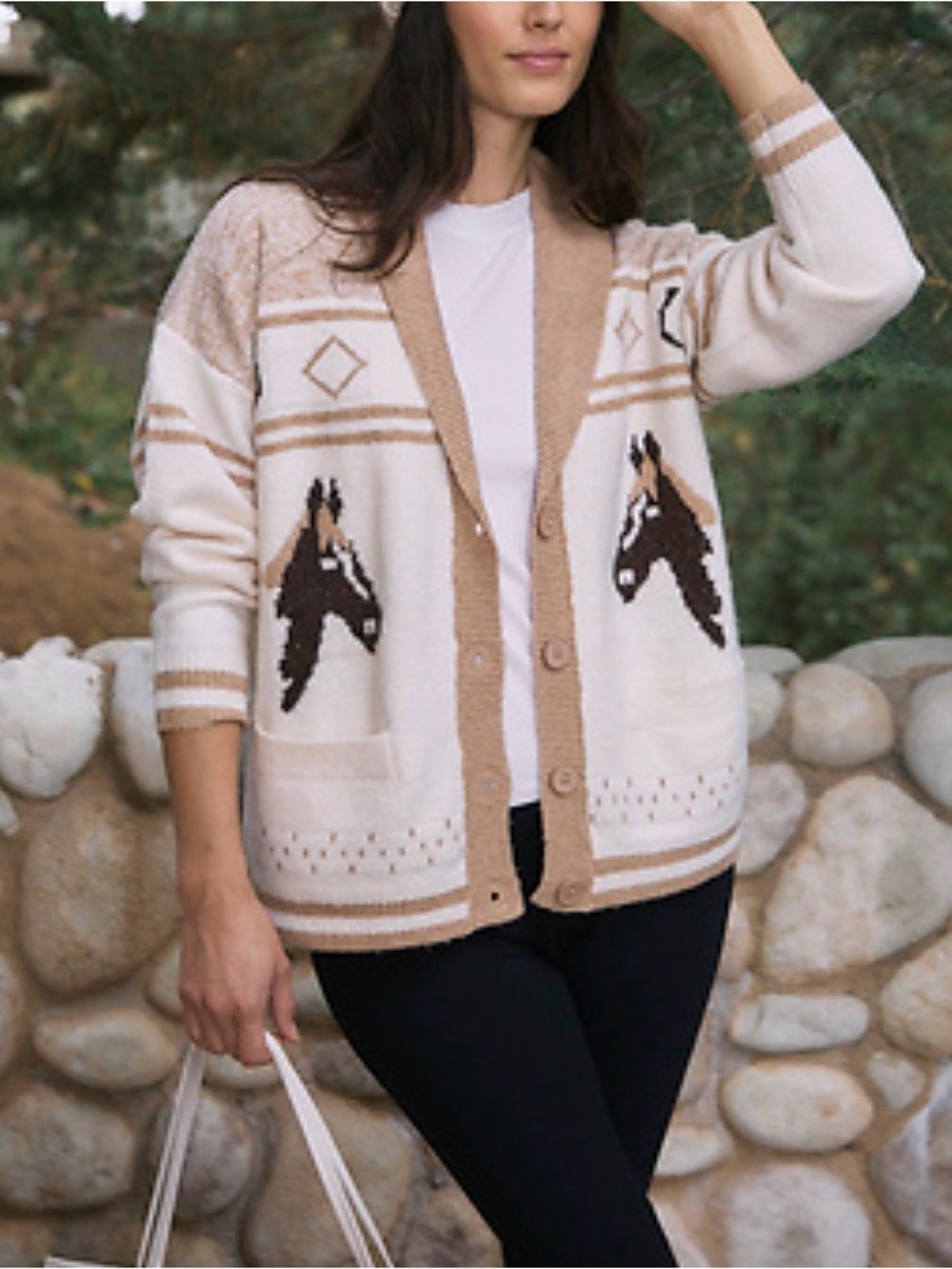 Korye Horse Western Equestrian Cardigan NWT Button Front Cowgirl M/L